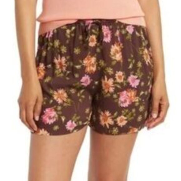 DR2 Pants - DR2 Brown Floral Paperbag Shorts with Drawstring Size L - NWT